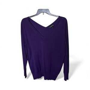 Lane Bryant Classic Deep Purple Long Sleeve V-Neck Pullover Sweater Size 18/20